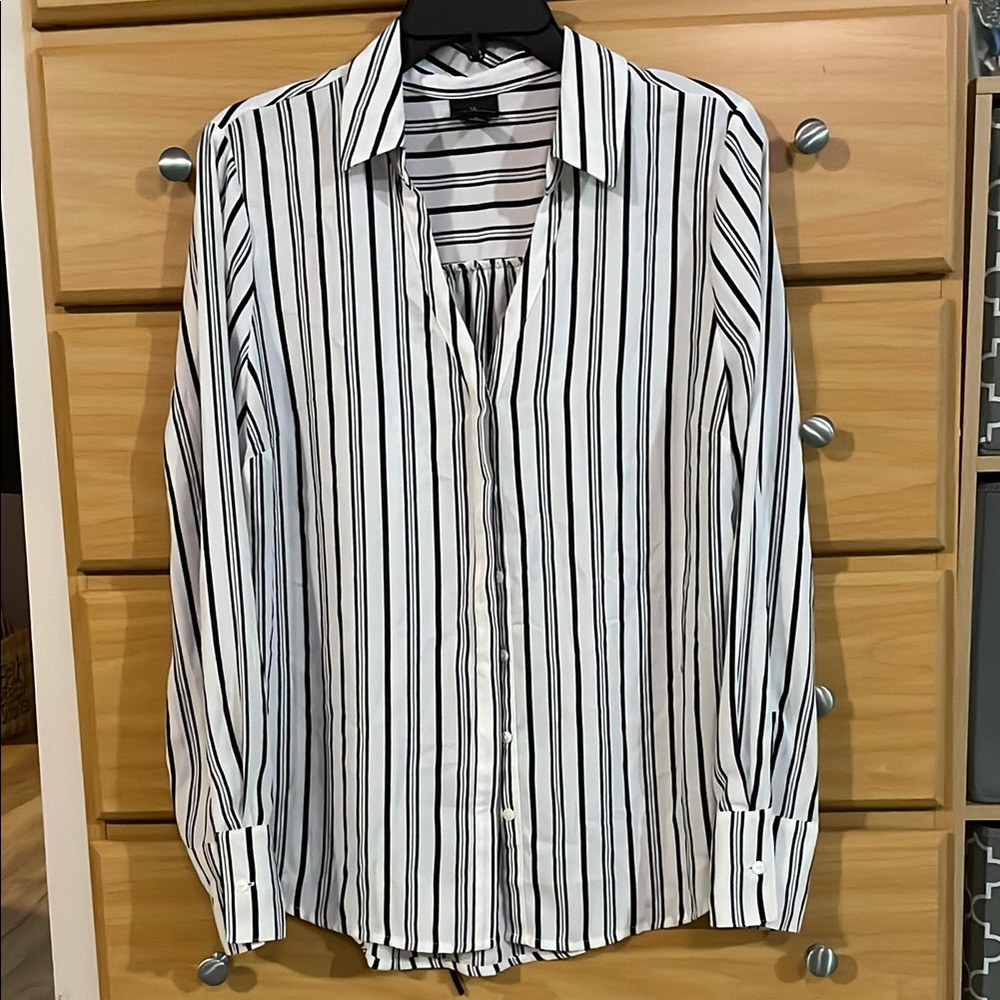 Worthington Black and White Striped Blouse